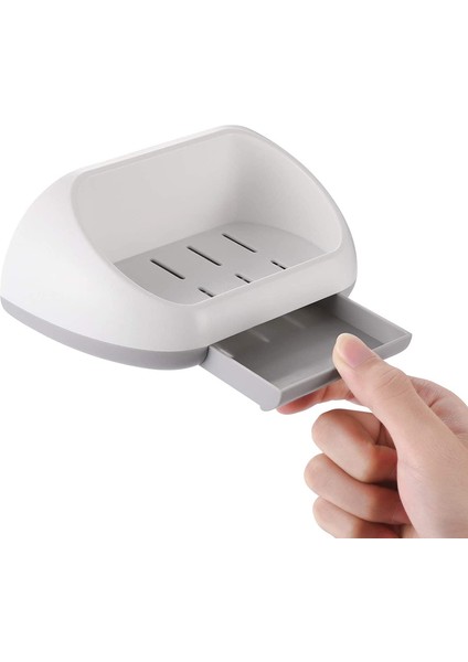 Sabunluk Tutacağı Yapışkanlı Duvara Monte Çift Süzgeçli Sabunluk Banyo Duşu Için Sabun Barı Kuru Temiz Tutun (Gri) fırsatları