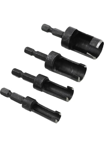 4x Yuvarlak Saplı Matkap Ucu Seti Fiş Ahşap Kesici Aletler Tezgah Matkap Siyah Için modelleri