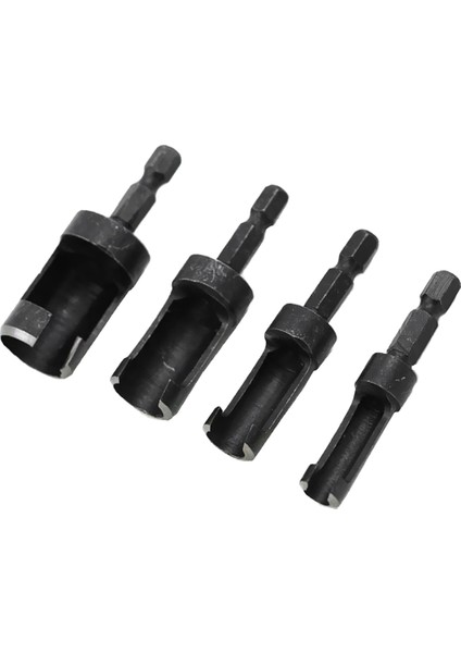 4x Yuvarlak Saplı Matkap Ucu Seti Fiş Ahşap Kesici Aletler Tezgah Matkap Siyah Için fırsatları