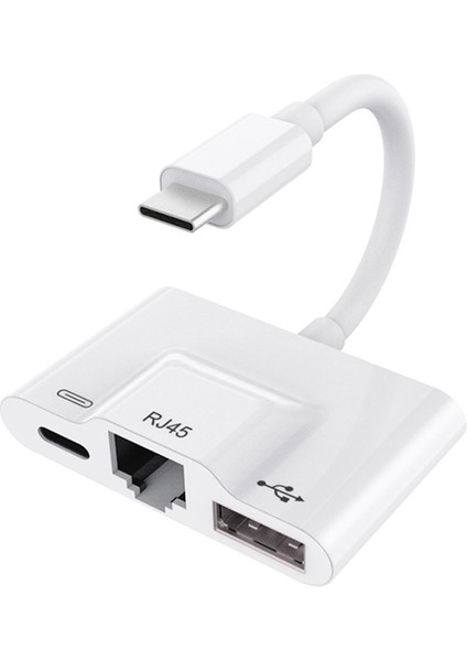 Guangdong Spirit Tip-C Için 3'ü 1 Arada Şarj Adaptörü Lan 100MBPS Ethernet RJ45 Adaptörü Tip-C Akıllı Telefon Için Otg USB 3.0 Kamera Okuyucu