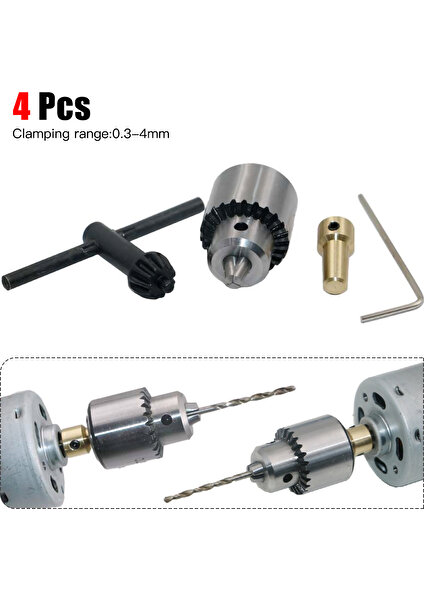 4 Adet 0.3-4mm Mini Mikro Küçük Elektrikli Alüminyum El Taşınabilir El Matkap Chuck