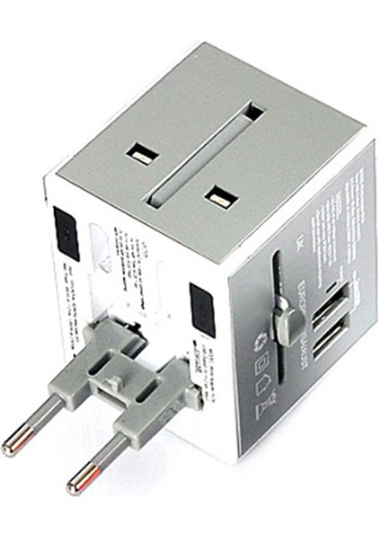Evrensel Acsoket Fiş Seyahat Şarj Cihazı Global Çok Fonksiyonlu Adaptör Fişi Çift USB Seyahat Şarj Cihazı Dönüştürücü