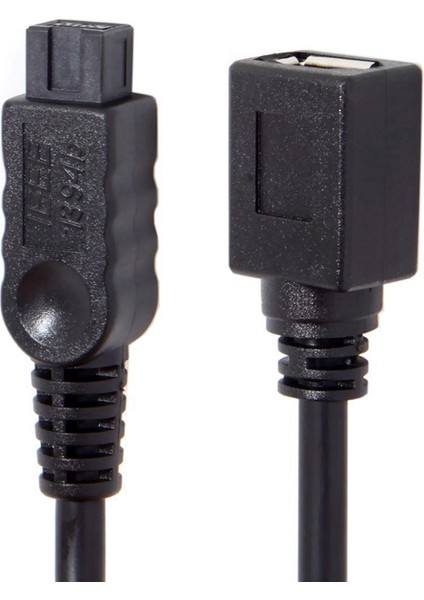 10CM 1394 6pin Dişi - 1394B 9pin Erkek Firewire 400 - 800 Kablo Siyah fırsatları