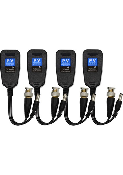 1x Bnc Erkek - 2 Dişi Fiş Rf Koaksiyel T Adaptör ve 2 Çift Video Balun, Hd-Cvı/tvı/ahd Utp Pasif Video Balun