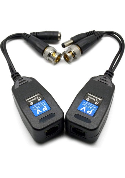1x Bnc Erkek - 2 Dişi Fiş Rf Koaksiyel T Adaptör ve 2 Çift Video Balun, Hd-Cvı/tvı/ahd Utp Pasif Video Balun