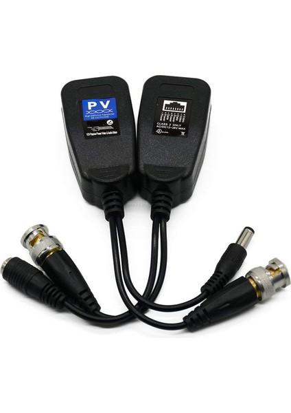1x Bnc Erkek - 2 Dişi Fiş Rf Koaksiyel T Adaptör ve 2 Çift Video Balun, Hd-Cvı/tvı/ahd Utp Pasif Video Balun