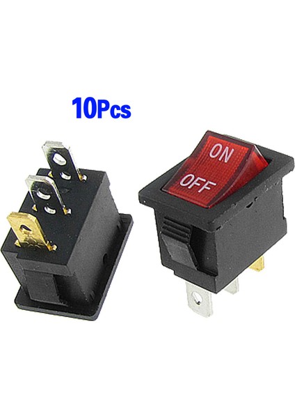10 Adet Kırmızı Lamba Neon Işık Spst On-Off Basmalı Anahtarlar ve 20 Adet Metal Çizme Terminali Timsah 38MM Uzunluk