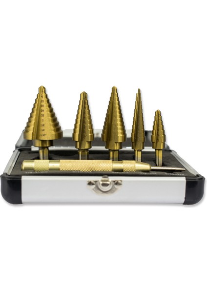 6 Adet Titanyum Adım Matkap Ucu Imperial Yüksek Hızlı Çelik Matkap Uçları, Merkez Punch ile Metal Delik Delme Için Set indirimleri