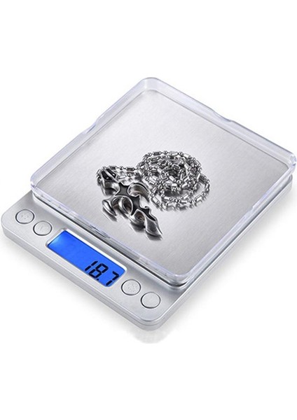 2000G x 0.1g Dijital Elektronik Denge Ağırlık Ölçeği Gümüş