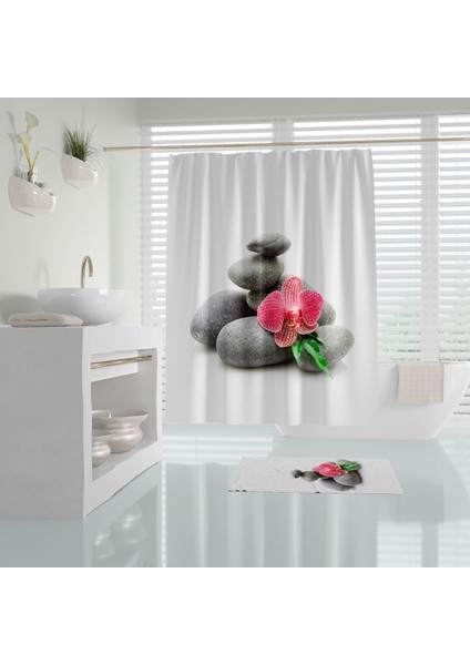 Spa Banyo Perdesi 1x180x200 Tek Kanat Duş Perdesi Halka Hediyeli Duşakabin Perdesi