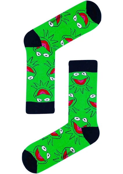 Carnaval Socks Yeşil Kermit Desenli Renkli Çorap