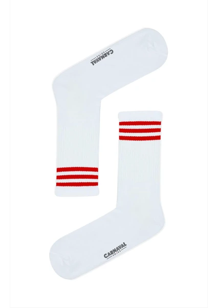 Carnaval Socks Uzun Kırmızı Şerit Desenli Renkli Çorap