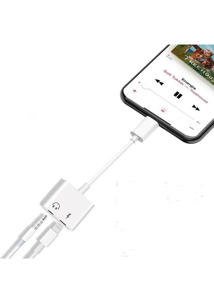 Ios iPhone Uyumlu Lightning 2 In 1 Şarj ve Aux Kulaklık Dönüştürücü Aparat