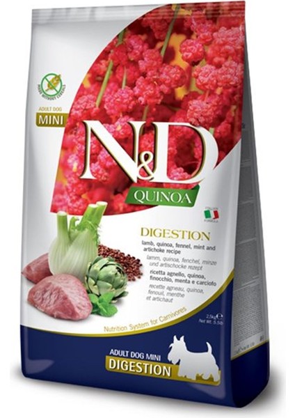 Quinoa Digestion Kuzu & Rezene & Nane & Enginar Küçük Irk Yetişkin Köpek Maması 2.5 kg