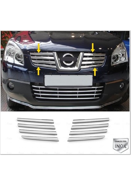 Nissan Qashqai J10 Krom Ön Panjur 8 Parça 2007-2010 Paslanmaz Çelik fiyatları
