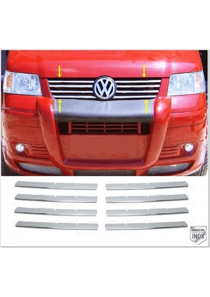 VW T5 Transporter Krom Ön Panjur 8 Parça 2003-2010 Paslanmaz Çelik