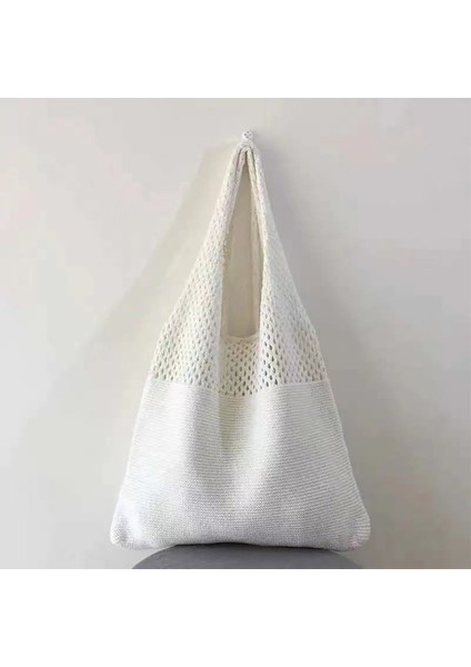 Kadınlar Rahat Omuz Çantaları Hollow Örgü Çanta Dokuma Çanta Büyük Kapasiteli El Çantası Günlük Nedensel Çanta Günlük Alışveriş Çantaları Kız Lady - Beyaz(Yurt Dışından) fiyatları