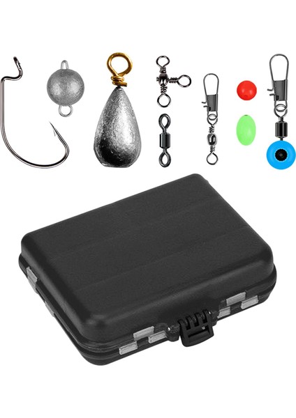 165X Premium Sazan Olta Takımı Kutusu Kurşun Lavabo Döner Snaps Stoper Kanca Siyah (Yurt Dışından)