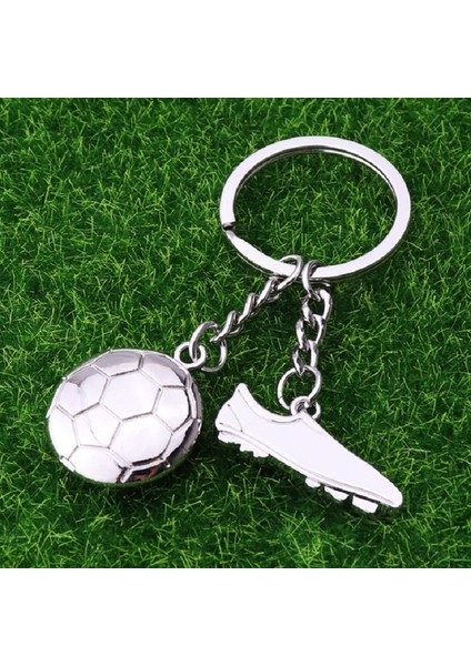 2 Adet Metal Futbol Ayakkabısı Anahtarlık Gümüş Rengi (Yurt Dışından)
