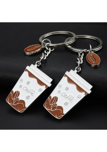 2 Adet Kahve Fincanı Anahtarlık Yaratıcı Metal Kolye Küçük Hediye Kahverengi (Yurt Dışından)