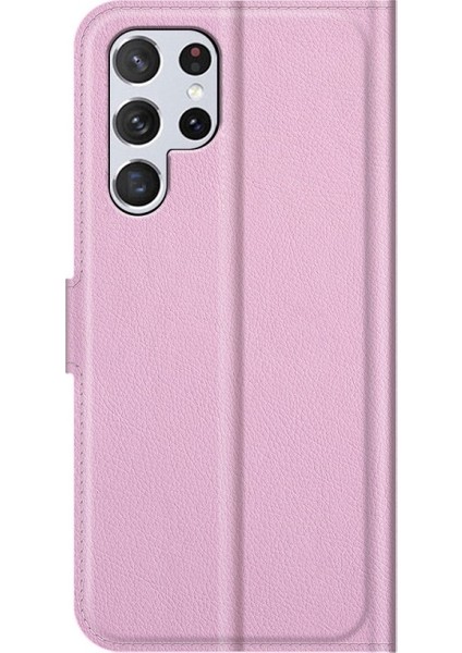 Galaxy S22 Ultra Için Kaymaz Litchi Doku Manyetik Pu Deri Standlı Telefon Kılıfı - Pembe (Yurt Dışından) modelleri