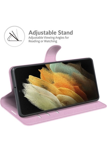 Galaxy S22 Ultra Için Kaymaz Litchi Doku Manyetik Pu Deri Standlı Telefon Kılıfı - Pembe (Yurt Dışından) indirimleri