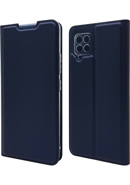 Galaxy A42 Için Manyetik Pu Deri Cep Telefonu Kılıfı- Mavi (Yurt Dışından)