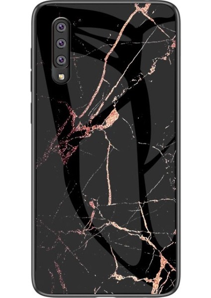 Galaxy A50 Için Mermer Desen Temperli Cam Pc + Tpu Telefon Kılıfı - Siyah / Altın (Yurt Dışından)