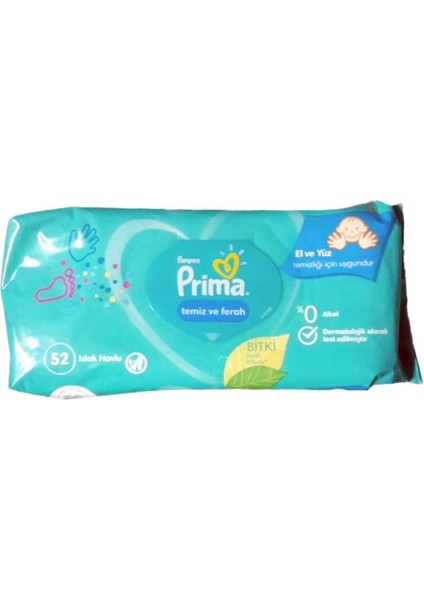 Temiz Ve Ferah Islak Mendil 1 Paket 52 yaprak Islak Mendil