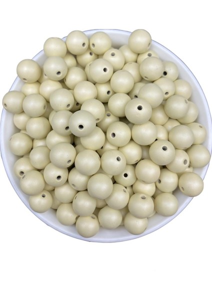 50GR 12MM Mat Metalik Krem Renk Boncuk, Çanta , Takı Yapım Boncuğu (50GR ~50 Adet)