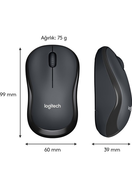 M221 Sessiz Kompakt Kablosuz Mouse - Siyah