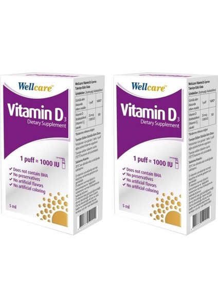 Vitamin D3 1000 Iu 5 Ml 2'Li Paket
