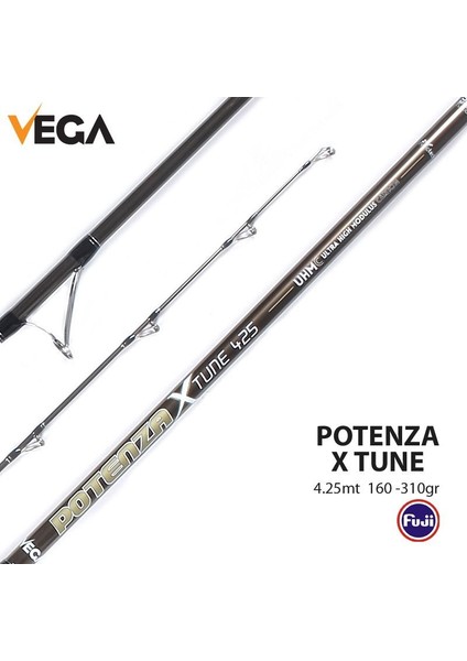 Potenza X-Tune 4,25 mt 160-310 gr Atarlı 3 Parça Surf Olta Kamışı Olta Kamış