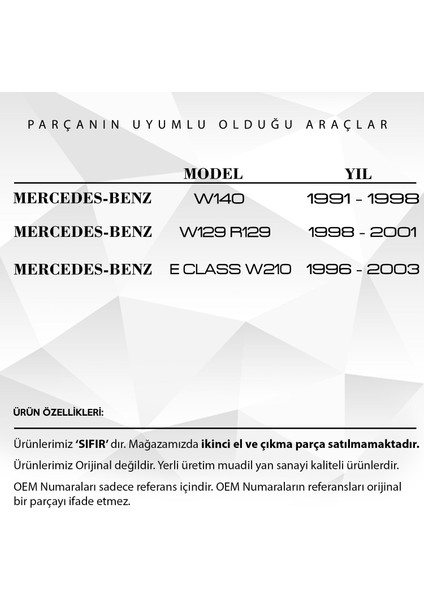 Alpha Auto Part Mercedes W210,W140 Için Katlanır Yan Aynalar Cam Destek Tamir Parçası Seti