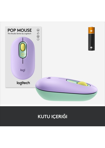 POP Mouse Daydream Emoji Tuşlu Sessiz Kablosuz Mouse - Mint&Lila