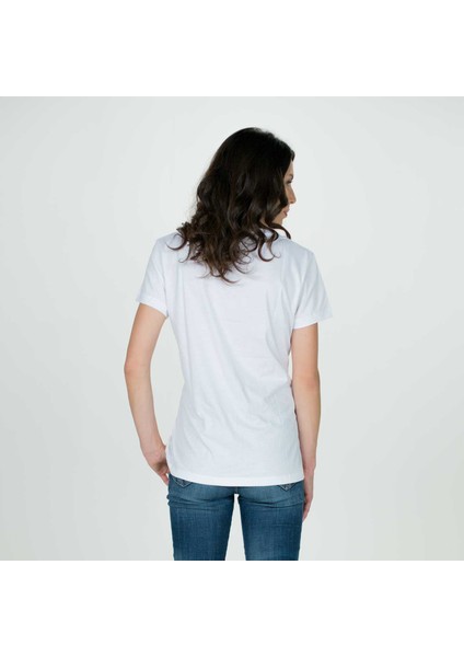 Kadın Derin V Yaka T-Shirt - Beyaz modelleri