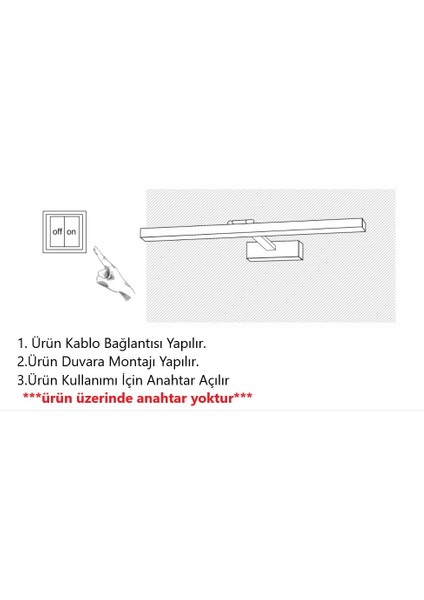 Resim,tablo,ayna Üstü Banyo Ledli Aplik 5 Renk Flüt Aplik 3000K Günışığı indirimleri