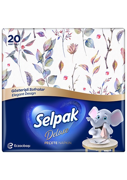 Deluxe Elegant Design Desenli Peçete 4'ü 1 Arada