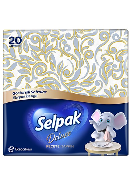 Deluxe Elegant Design Desenli Peçete 4'ü 1 Arada