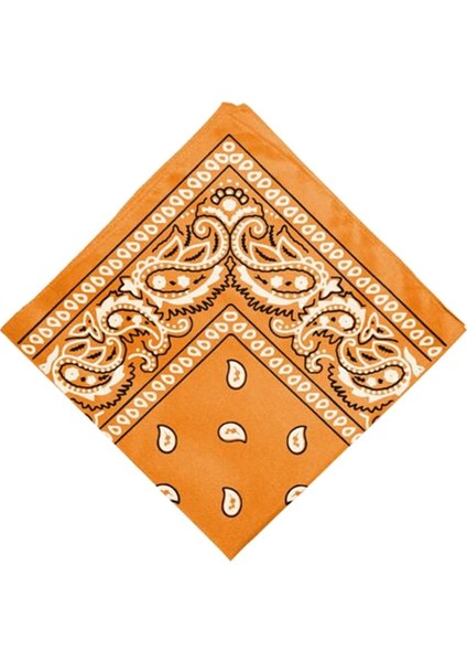 Kadın Erkek Pamuk Çift Taraflı Paisley Kovboy Bandana Başkanı Boyun Turuncu