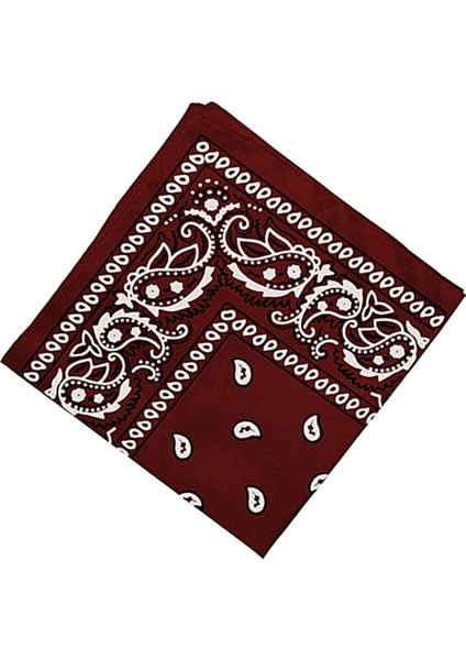 Kadın Erkek Yenilik Paisley Baskı Kovboy Bandana Eşarp Kafa Wrap Boyun Kıyacak Şarap Kırmızı fırsatları