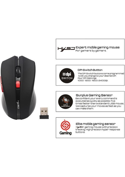 Kablosuz Oyun Fare 2.4g Bilgisayar Optik Oyunu Fareler 2400 Dpı 6buttons Siyah (Yurt Dışından) indirimleri