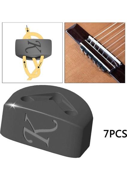 7x Gitar Dize Tutucu Klasik Gitar Flamenko Gitar Aksesuarları Için Siyah( Yurt Dışından)(Yurt Dışından)