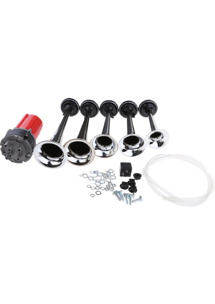 5 Trompet Hava Boynuzu Kiti 125DB Neredeyse Herhangi Bir 12 / 24V Araç Araba Kamyon Teknesi Uyar (Yurt Dışından)