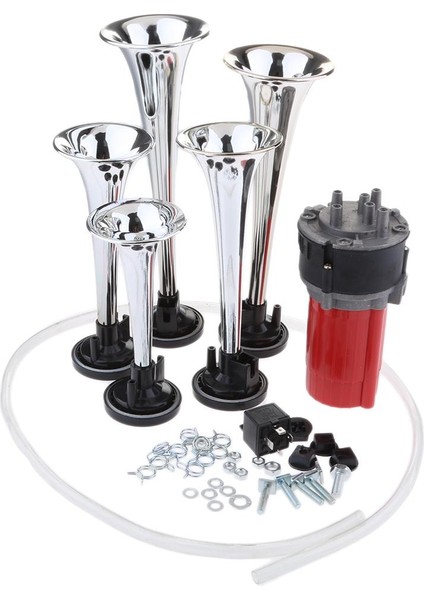 5 Trompet Hava Boynuzu Kiti 125DB Neredeyse Herhangi Bir 12 / 24V Araç Araba Kamyon Teknesi Uyar (Yurt Dışından)