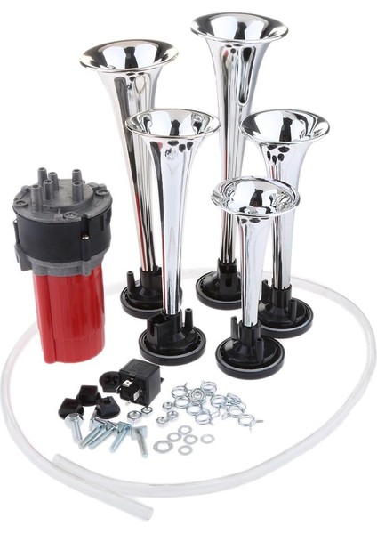 5 Trompet Hava Boynuzu Kiti 125DB Neredeyse Herhangi Bir 12 / 24V Araç Araba Kamyon Teknesi Uyar (Yurt Dışından)