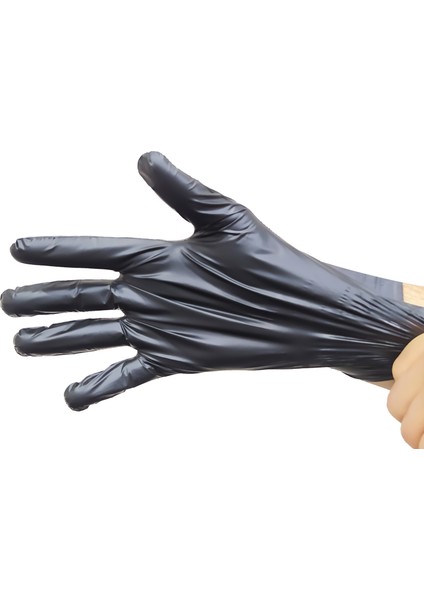 Glove M Beden Pudrasız Siyah Elastik Eldiven 100'LÜ