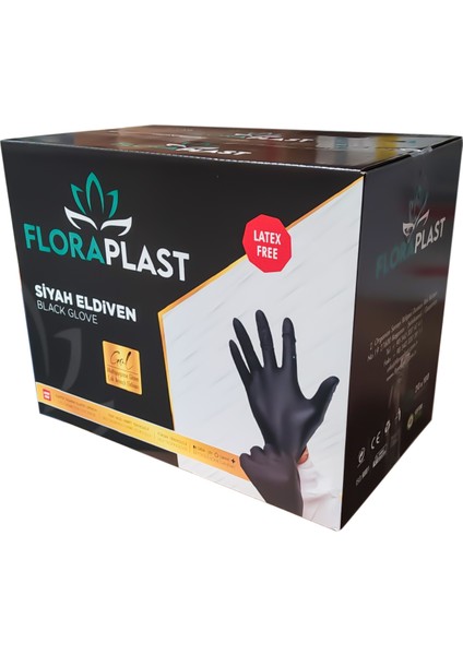 Glove M Beden Pudrasız Siyah Elastik Eldiven 100'LÜ