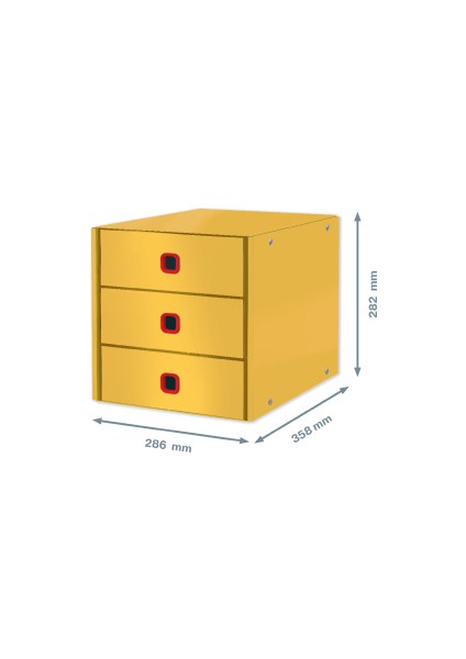 Click & Store Cosy 3 Çekmeceli Evrak Rafı Sarı