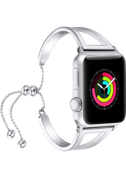 Iwatch Serisi Için Paslanmaz Çelik Bilek Bant Bileklik Manşet 1/2/3 Gümüş (Yurt Dışından)